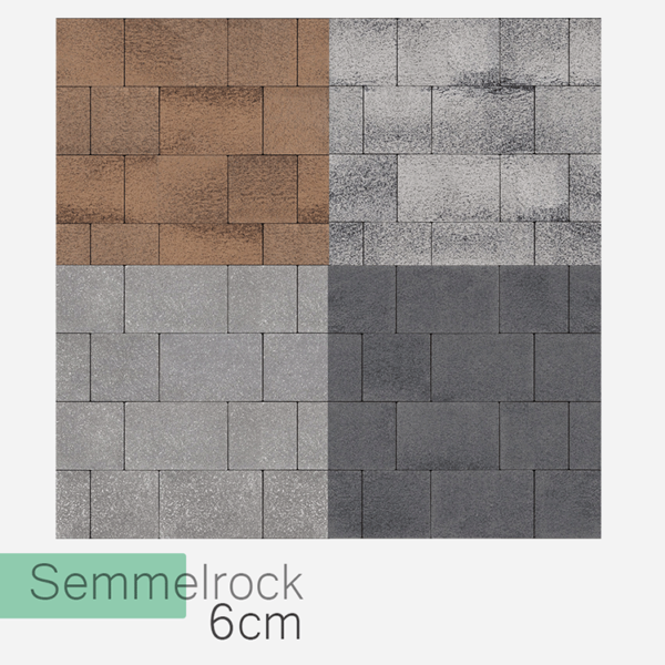 Kostka brukowa Semmelrock Umbriano 6 cm – kolory: grafitowo-biały, stalowo-grafitowy, brązowo-beżowy, kwarcytowo-biały