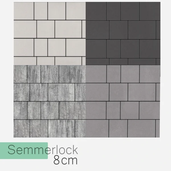 Semmelrock Lundo – kostka brukowa 8 cm w 6 kolorach: Silva, Sombra, Platino, Marrone, Milo, Bello